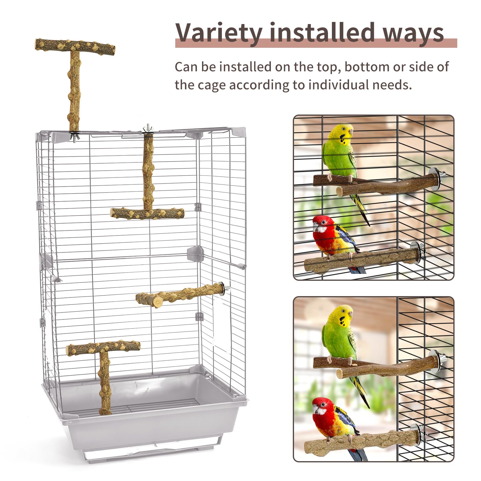 HPAWHOMEPART Bird Perches, 6pcs Natural Wood Birds Stand Branch, Bird Perch Chewing Stick Cage Accessories Parrot Climbing Stand